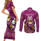 Custom Maroons Cane Toad Couples Matching Short Sleeve Bodycon Dress and Long Sleeve Button Shirt Queensland Rugby