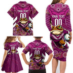 Custom Maroons Cane Toad Family Matching Long Sleeve Bodycon Dress and Hawaiian Shirt Queensland Rugby