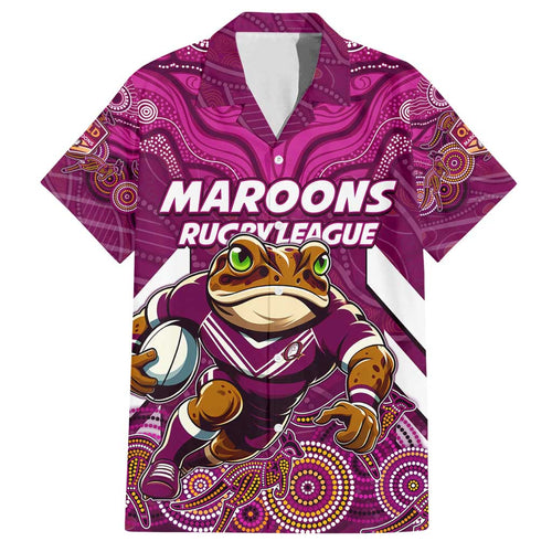 Custom Maroons Cane Toad Family Matching Long Sleeve Bodycon Dress and Hawaiian Shirt Queensland Rugby