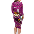 Custom Maroons Cane Toad Family Matching Long Sleeve Bodycon Dress and Hawaiian Shirt Queensland Rugby