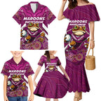 Custom Maroons Cane Toad Family Matching Mermaid Dress and Hawaiian Shirt Queensland Rugby