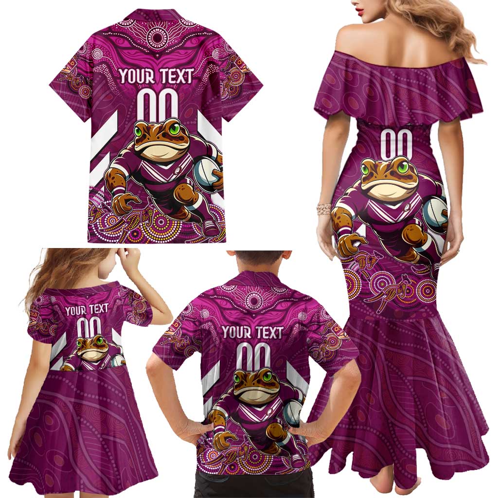 Custom Maroons Cane Toad Family Matching Mermaid Dress and Hawaiian Shirt Queensland Rugby
