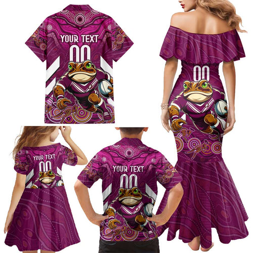 Custom Maroons Cane Toad Family Matching Mermaid Dress and Hawaiian Shirt Queensland Rugby