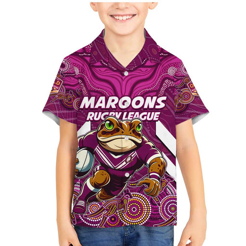 Custom Maroons Cane Toad Family Matching Mermaid Dress and Hawaiian Shirt Queensland Rugby