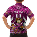 Custom Maroons Cane Toad Family Matching Off The Shoulder Long Sleeve Dress and Hawaiian Shirt Queensland Rugby