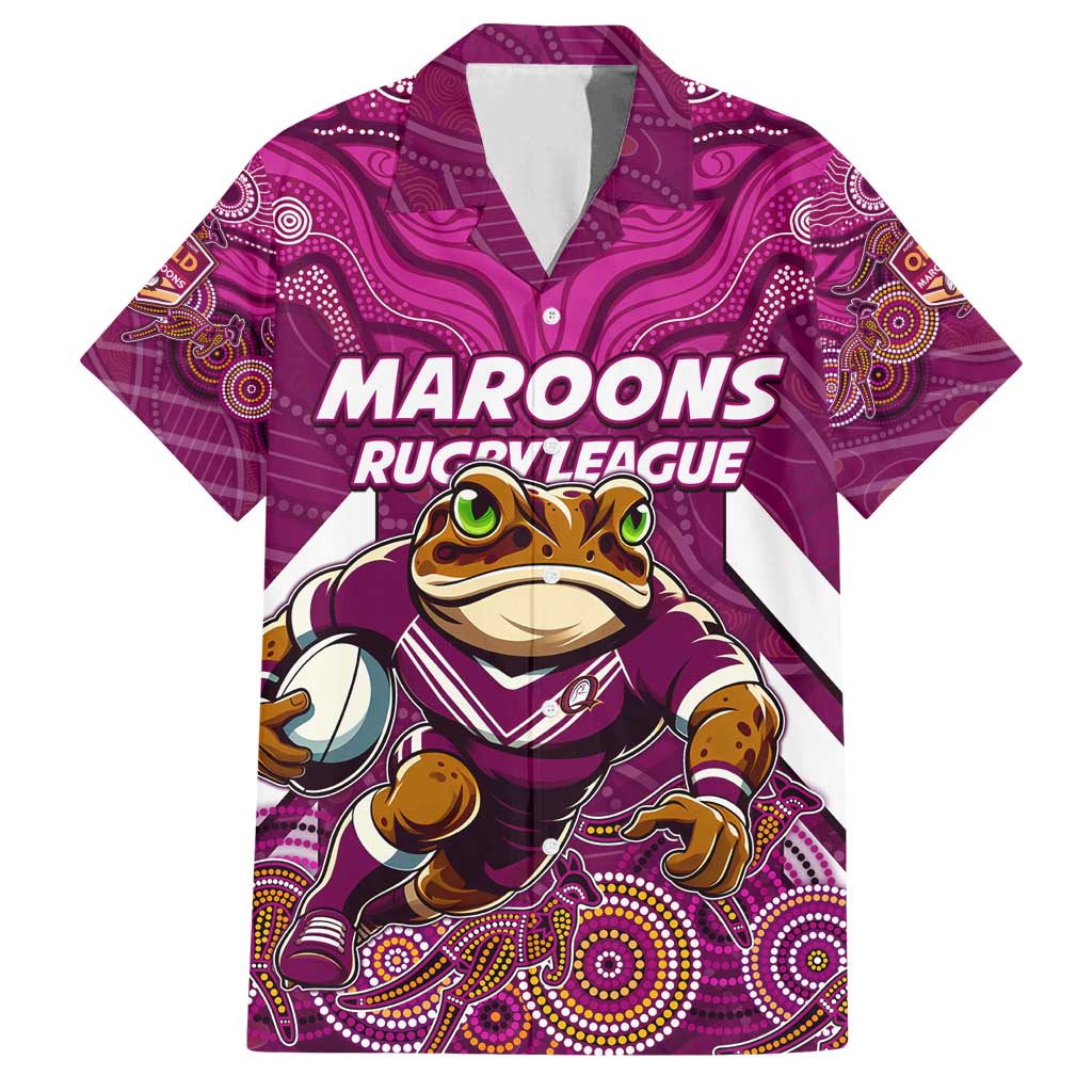 Custom Maroons Cane Toad Family Matching Off Shoulder Maxi Dress and Hawaiian Shirt Queensland Rugby