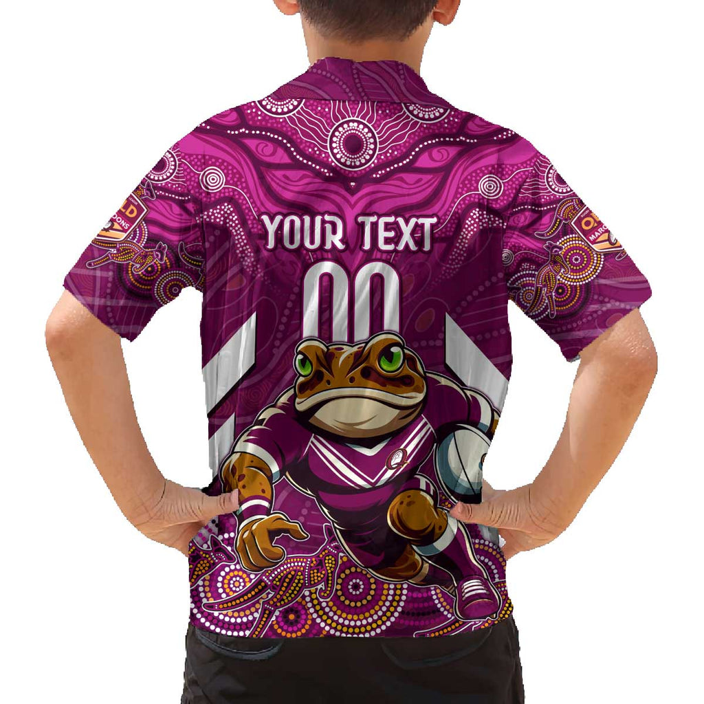 Custom Maroons Cane Toad Family Matching Off Shoulder Short Dress and Hawaiian Shirt Queensland Rugby