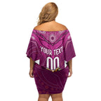 Custom Maroons Cane Toad Family Matching Off Shoulder Short Dress and Hawaiian Shirt Queensland Rugby