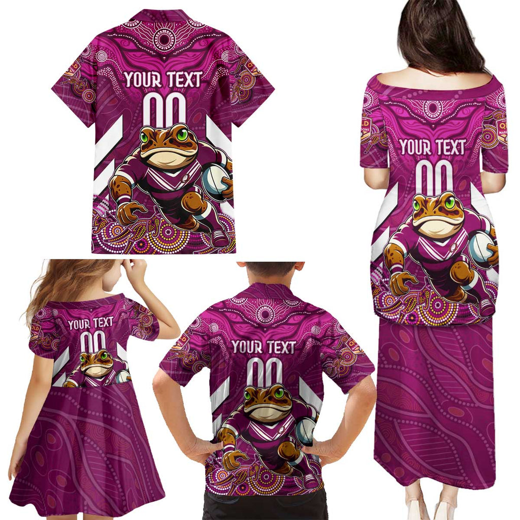 Custom Maroons Cane Toad Family Matching Puletasi and Hawaiian Shirt Queensland Rugby