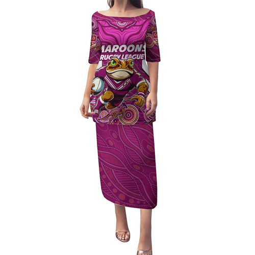 Custom Maroons Cane Toad Family Matching Puletasi and Hawaiian Shirt Queensland Rugby