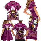 Custom Maroons Cane Toad Family Matching Short Sleeve Bodycon Dress and Hawaiian Shirt Queensland Rugby
