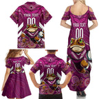 Custom Maroons Cane Toad Family Matching Summer Maxi Dress and Hawaiian Shirt Queensland Rugby
