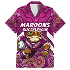 Custom Maroons Cane Toad Family Matching Summer Maxi Dress and Hawaiian Shirt Queensland Rugby