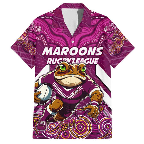 Custom Maroons Cane Toad Family Matching Summer Maxi Dress and Hawaiian Shirt Queensland Rugby
