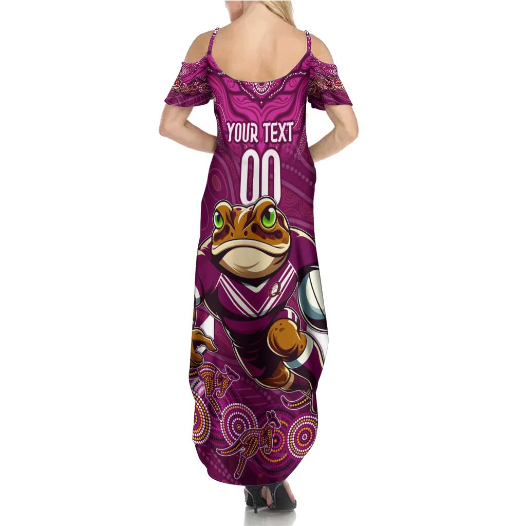 Custom Maroons Cane Toad Family Matching Summer Maxi Dress and Hawaiian Shirt Queensland Rugby