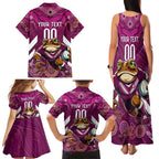 Custom Maroons Cane Toad Family Matching Tank Maxi Dress and Hawaiian Shirt Queensland Rugby