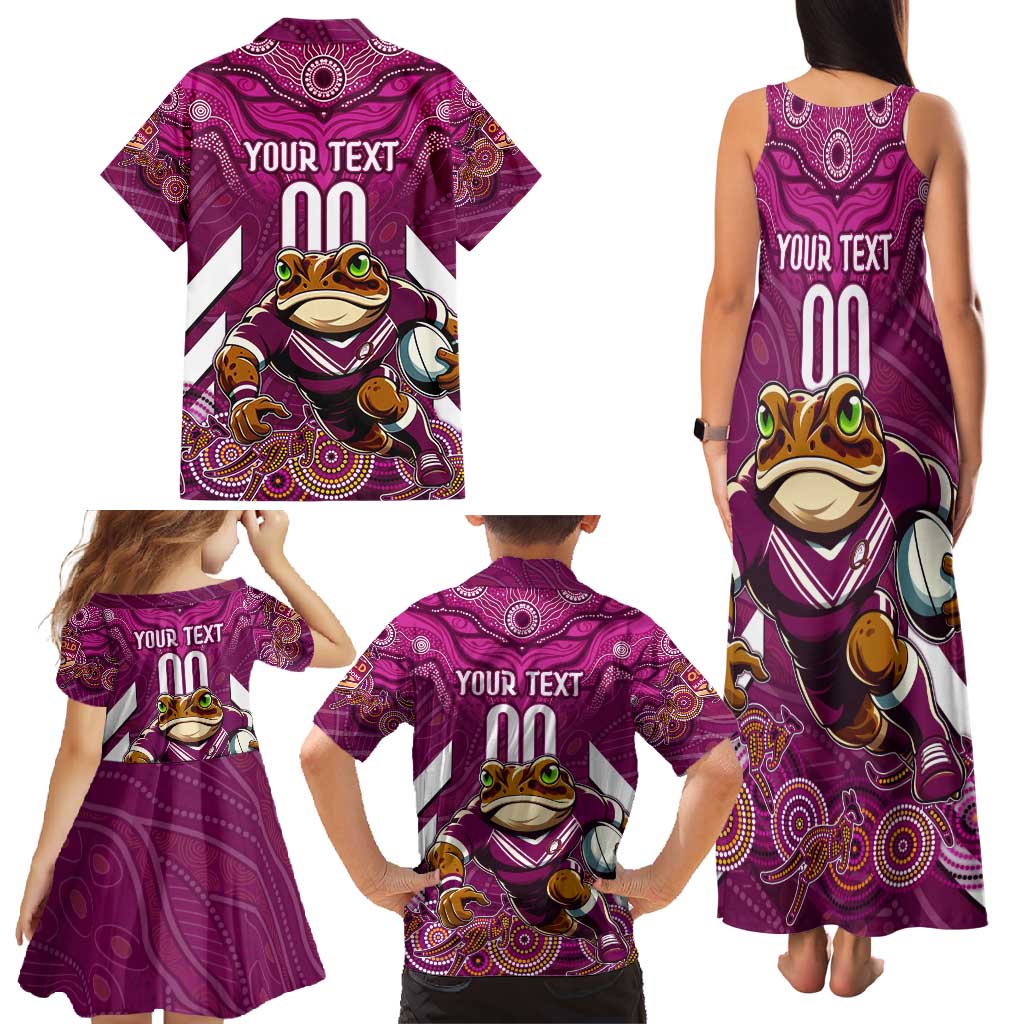 Custom Maroons Cane Toad Family Matching Tank Maxi Dress and Hawaiian Shirt Queensland Rugby