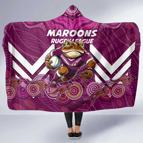 Custom Maroons Cane Toad Hooded Blanket Queensland Rugby