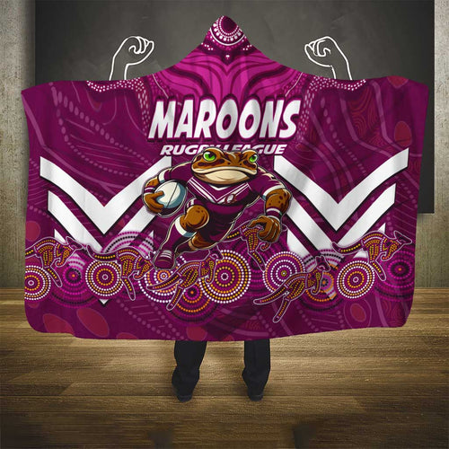 Custom Maroons Cane Toad Hooded Blanket Queensland Rugby