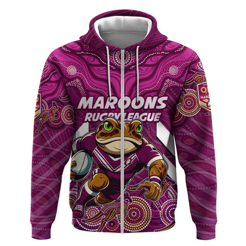 Custom Maroons Cane Toad Hoodie Queensland Rugby