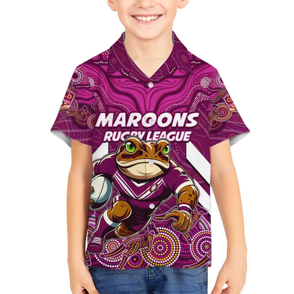 Custom Maroons Cane Toad Kid Hawaiian Shirt Queensland Rugby