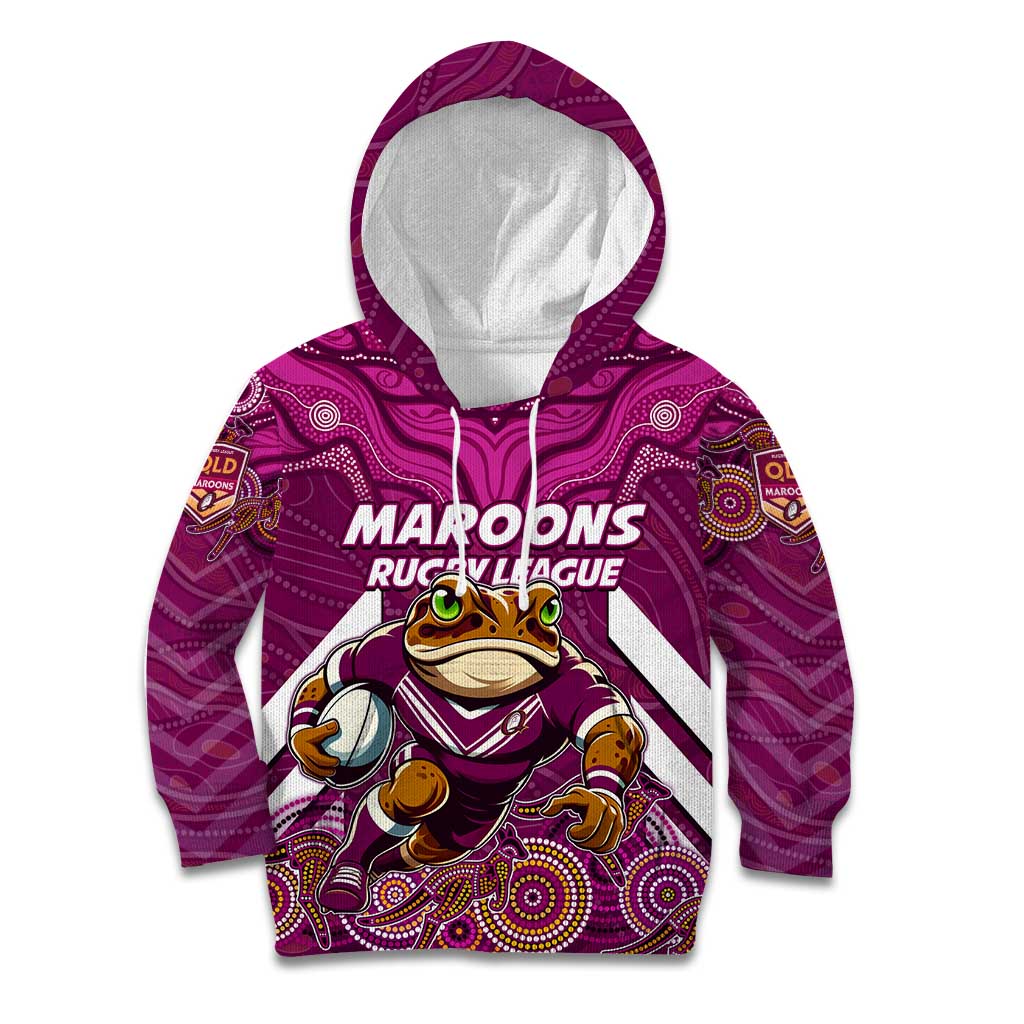 Custom Maroons Cane Toad Kid Hoodie Queensland Rugby