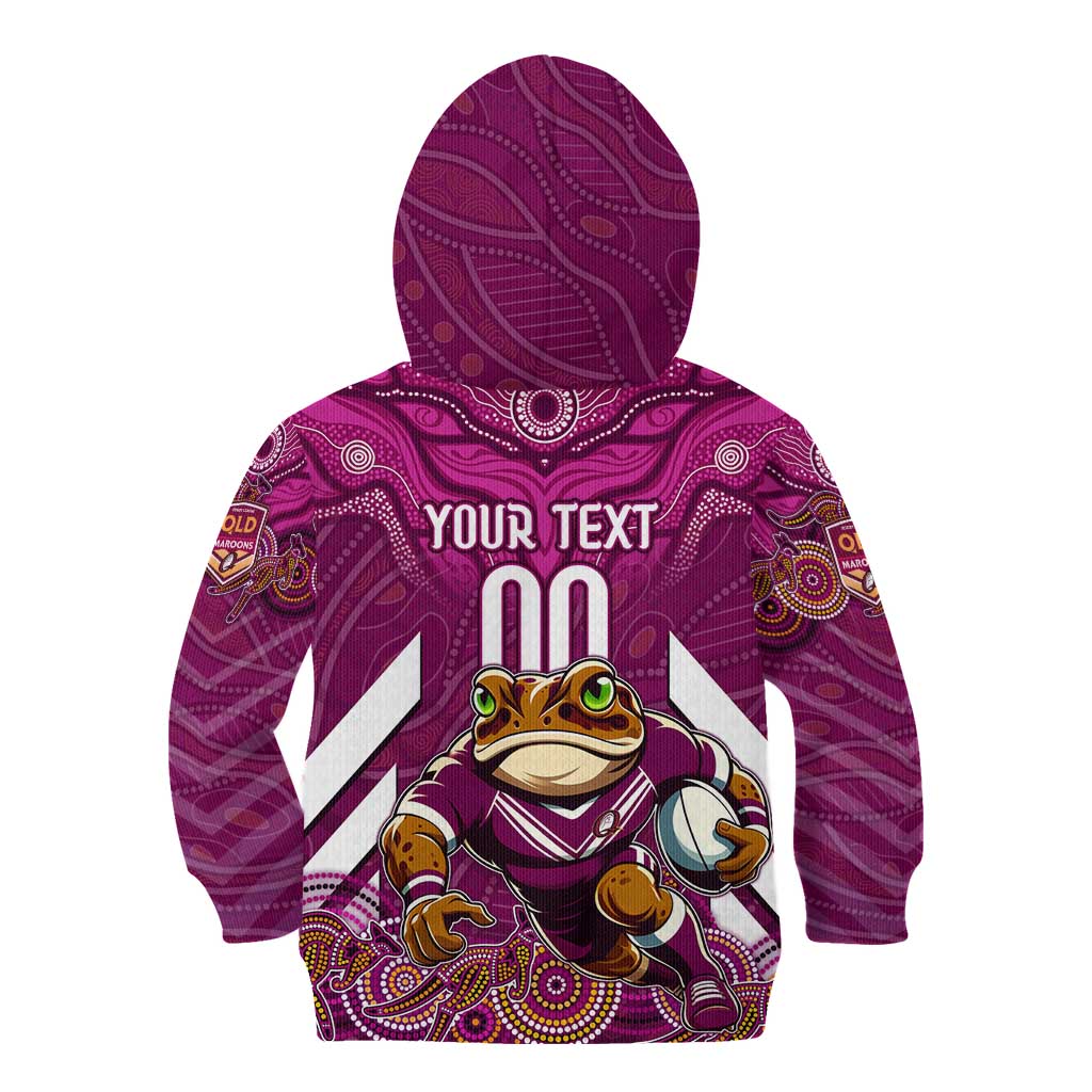 Custom Maroons Cane Toad Kid Hoodie Queensland Rugby