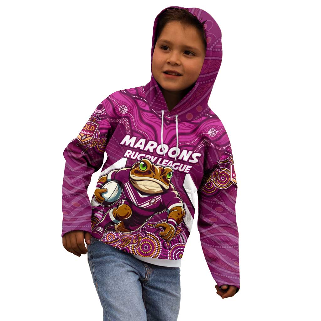 Custom Maroons Cane Toad Kid Hoodie Queensland Rugby