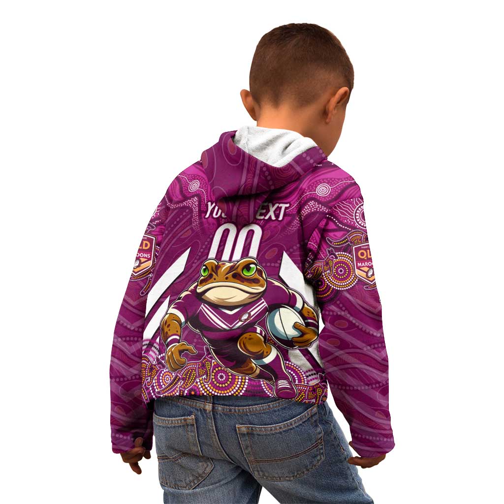 Custom Maroons Cane Toad Kid Hoodie Queensland Rugby