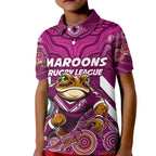 Custom Maroons Cane Toad Kid Polo Shirt Queensland Rugby