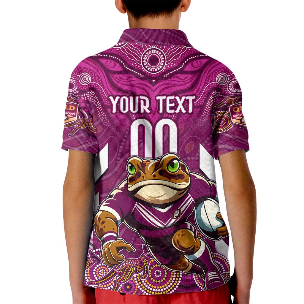 Custom Maroons Cane Toad Kid Polo Shirt Queensland Rugby