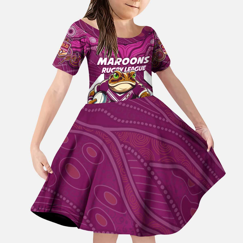 Custom Maroons Cane Toad Kid Short Sleeve Dress Queensland Rugby