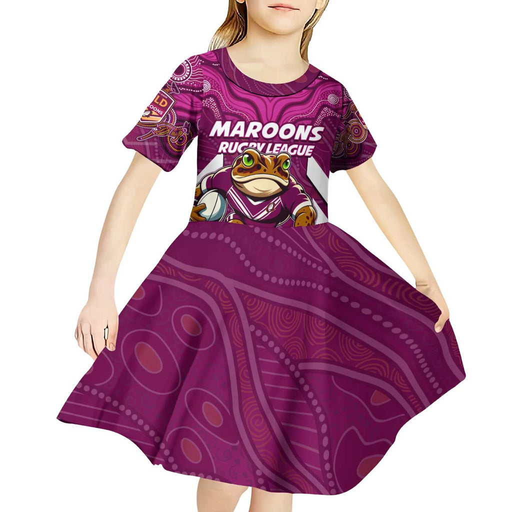 Custom Maroons Cane Toad Kid Short Sleeve Dress Queensland Rugby