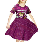 Custom Maroons Cane Toad Kid Short Sleeve Dress Queensland Rugby