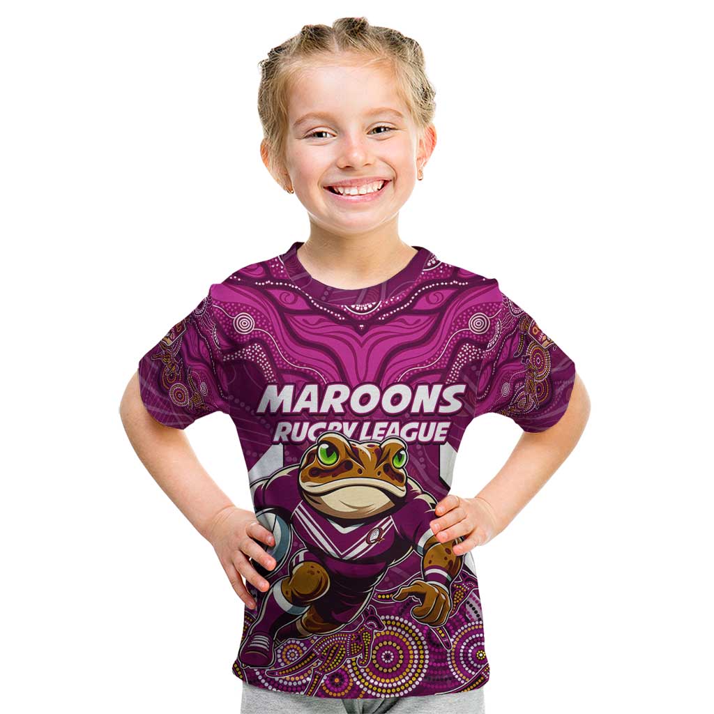 Custom Maroons Cane Toad Kid T Shirt Queensland Rugby