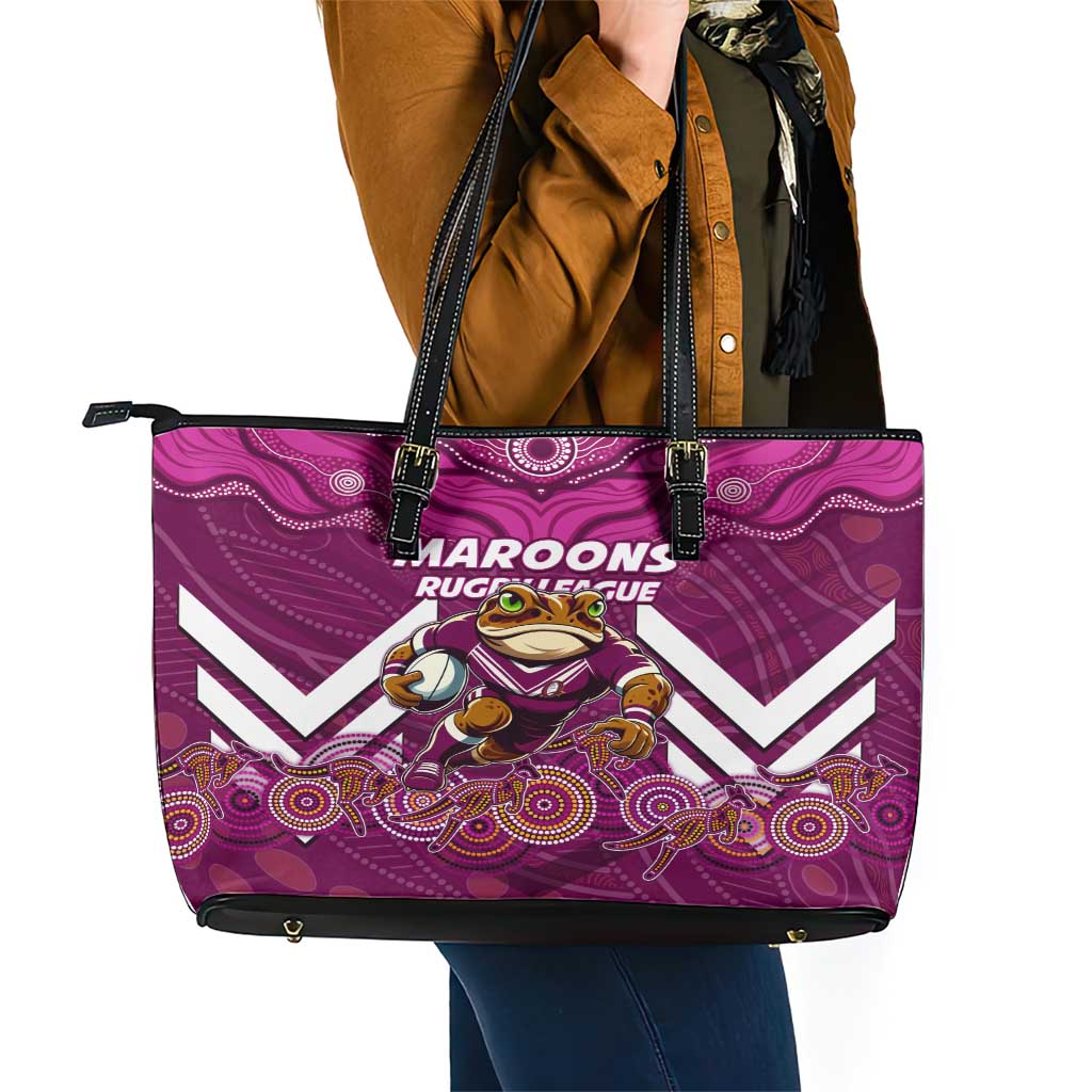 Custom Maroons Cane Toad Leather Tote Bag Queensland Rugby