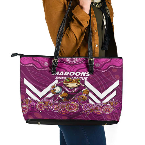 Custom Maroons Cane Toad Leather Tote Bag Queensland Rugby