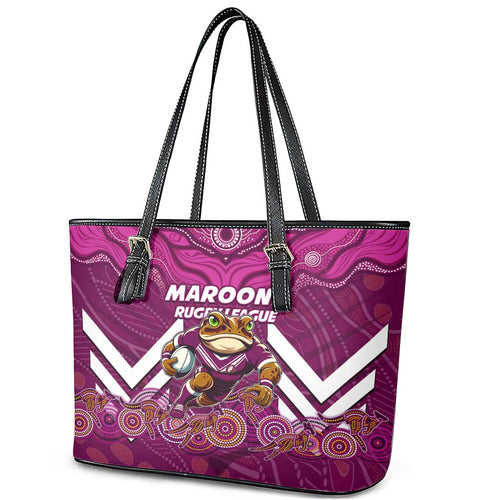 Custom Maroons Cane Toad Leather Tote Bag Queensland Rugby