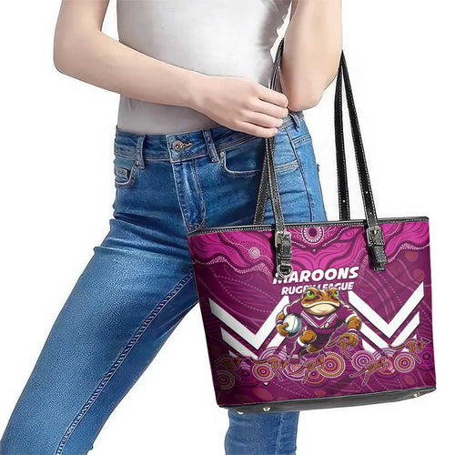 Custom Maroons Cane Toad Leather Tote Bag Queensland Rugby