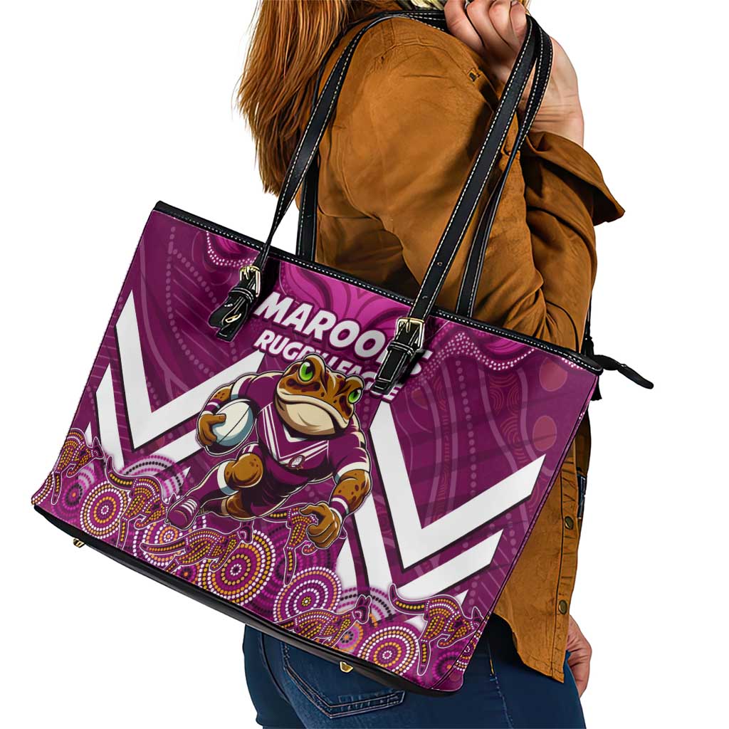 Custom Maroons Cane Toad Leather Tote Bag Queensland Rugby