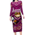 Custom Maroons Cane Toad Long Sleeve Bodycon Dress Queensland Rugby
