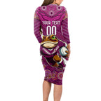 Custom Maroons Cane Toad Long Sleeve Bodycon Dress Queensland Rugby