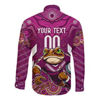 Custom Maroons Cane Toad Long Sleeve Button Shirt Queensland Rugby