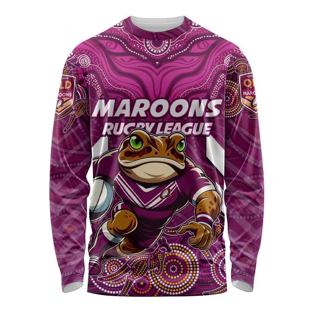 Custom Maroons Cane Toad Long Sleeve Shirt Queensland Rugby
