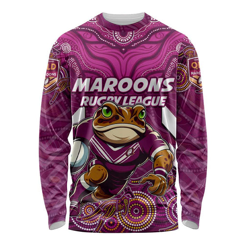 Custom Maroons Cane Toad Long Sleeve Shirt Queensland Rugby