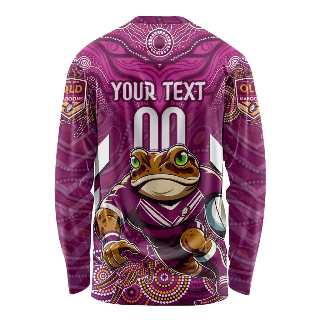 Custom Maroons Cane Toad Long Sleeve Shirt Queensland Rugby