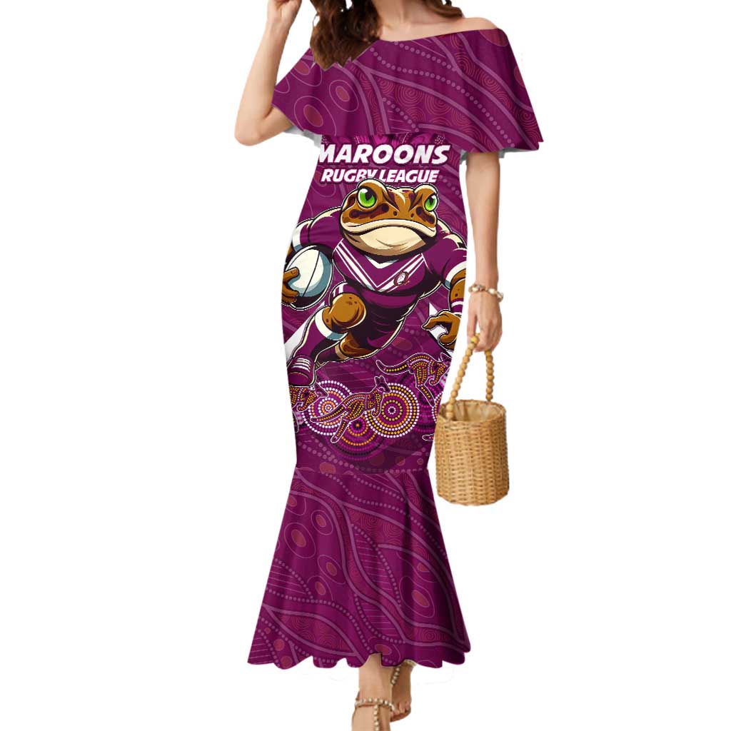 Custom Maroons Cane Toad Mermaid Dress Queensland Rugby