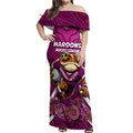 Custom Maroons Cane Toad Off Shoulder Maxi Dress Queensland Rugby