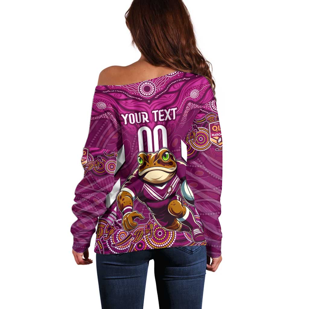 Custom Maroons Cane Toad Off Shoulder Sweater Queensland Rugby