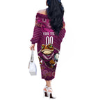 Custom Maroons Cane Toad Off The Shoulder Long Sleeve Dress Queensland Rugby